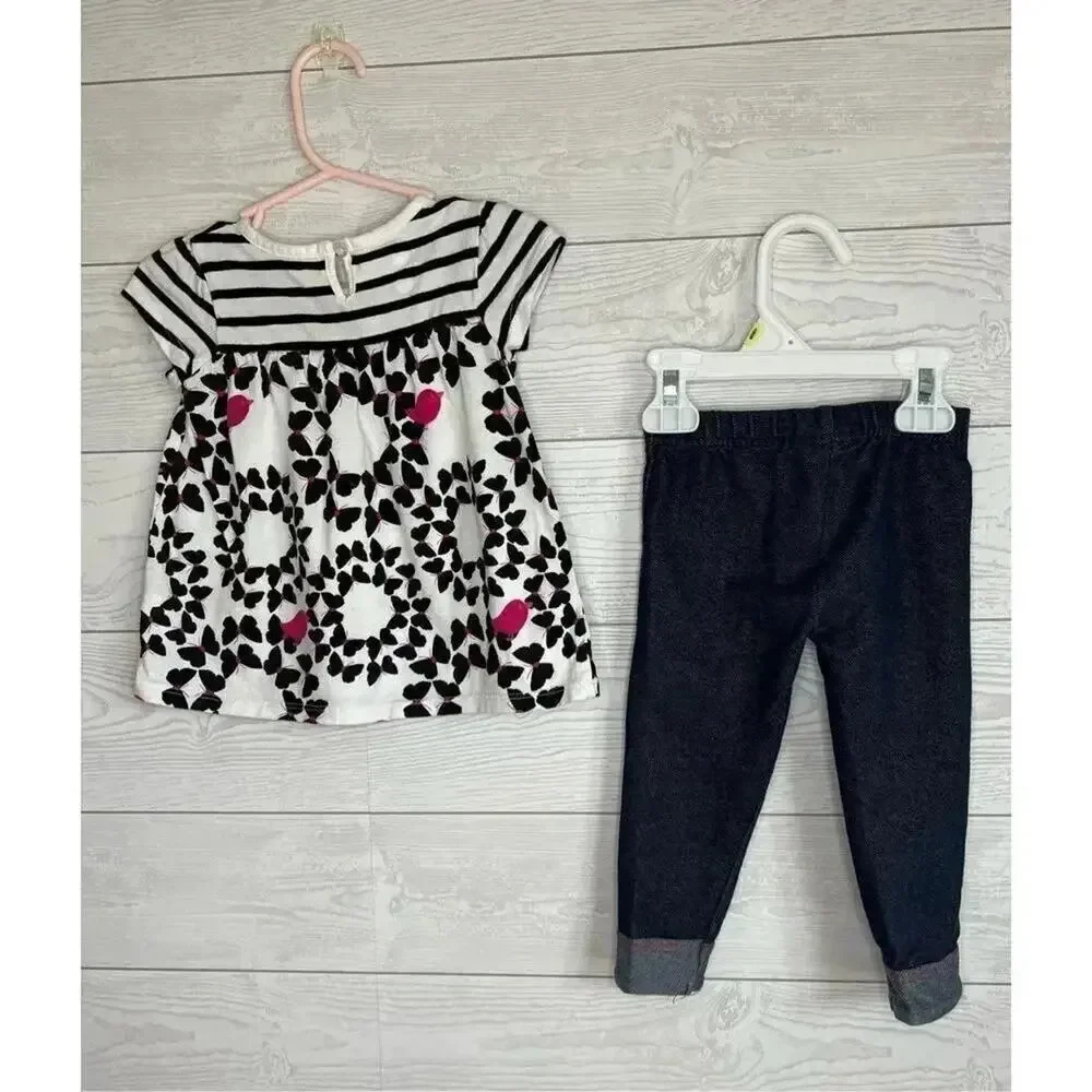 Koala Baby short sleeve top/faux denim leggings baby girl Size 18 months